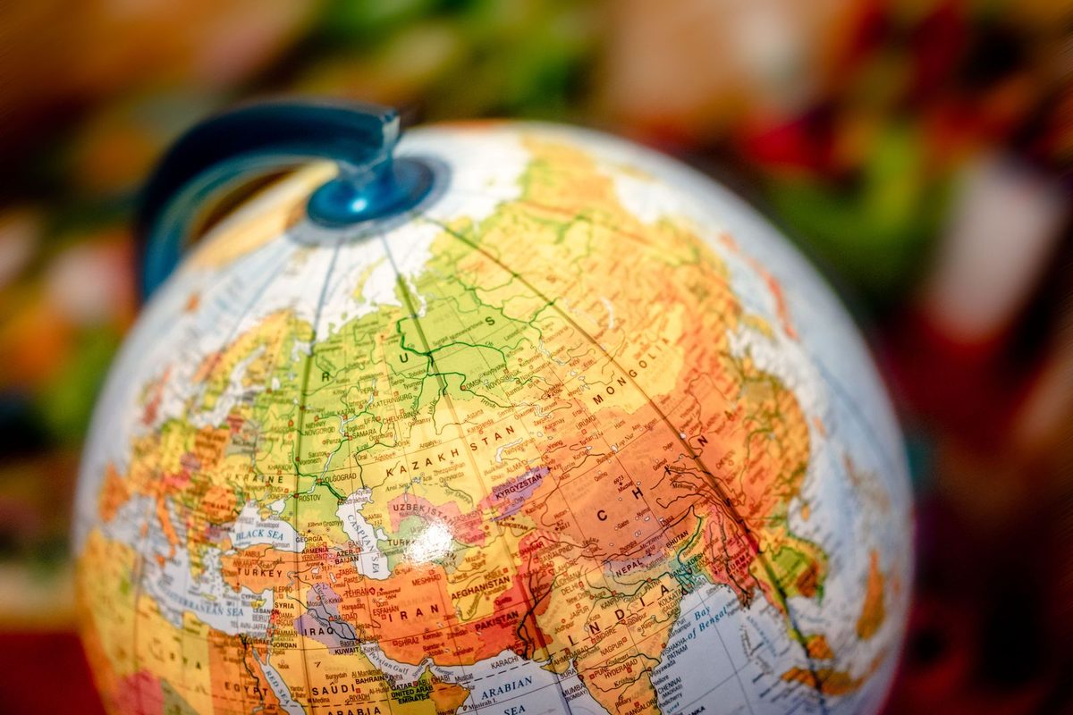 Globe terrestre montrant l'Eurasie