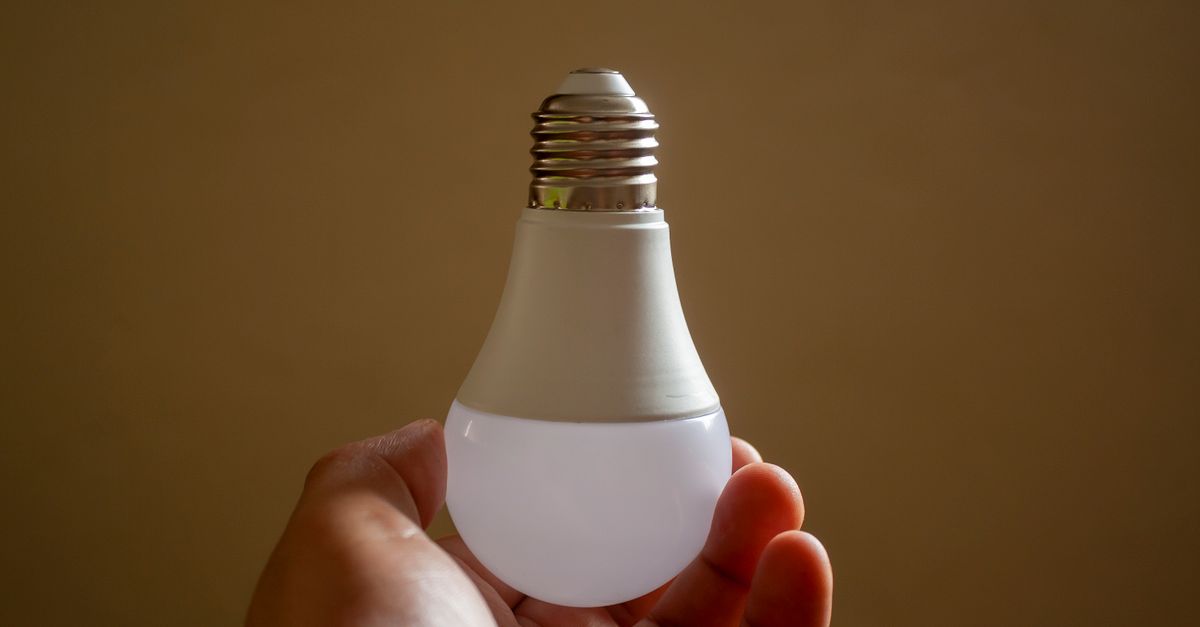Ampoule basse consommation tenue en main