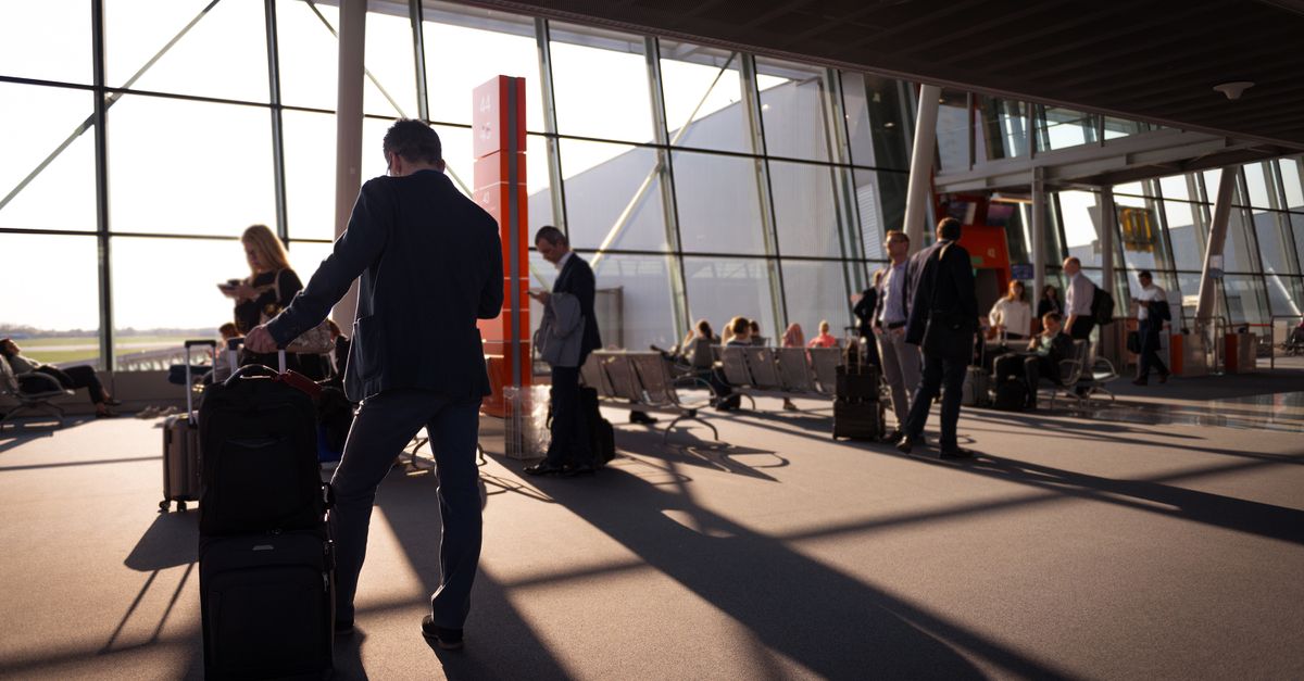Voyageur avec ses bagages à l'aéroport