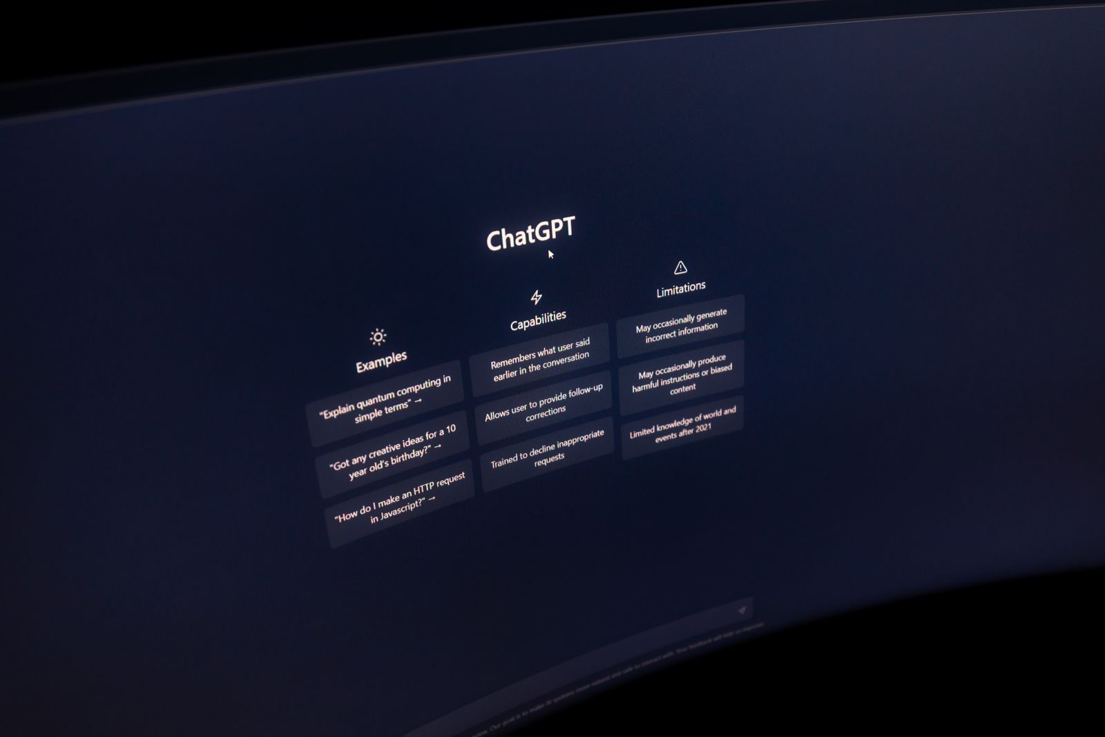Interface d'une intelligence artificielle générative affichée sur un écran d'ordinateur